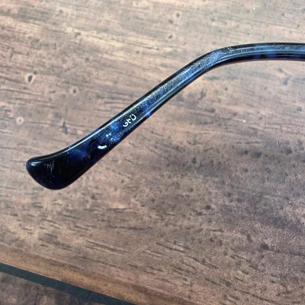 Tura TE247 Navy Blue Semi Rimless Cat Eye Eyeglasses Crystal Temples 52-18-135‎